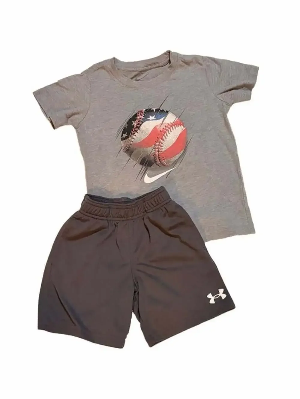 Nike & Under Armour T-Shirt Shorts Set Size 7 6